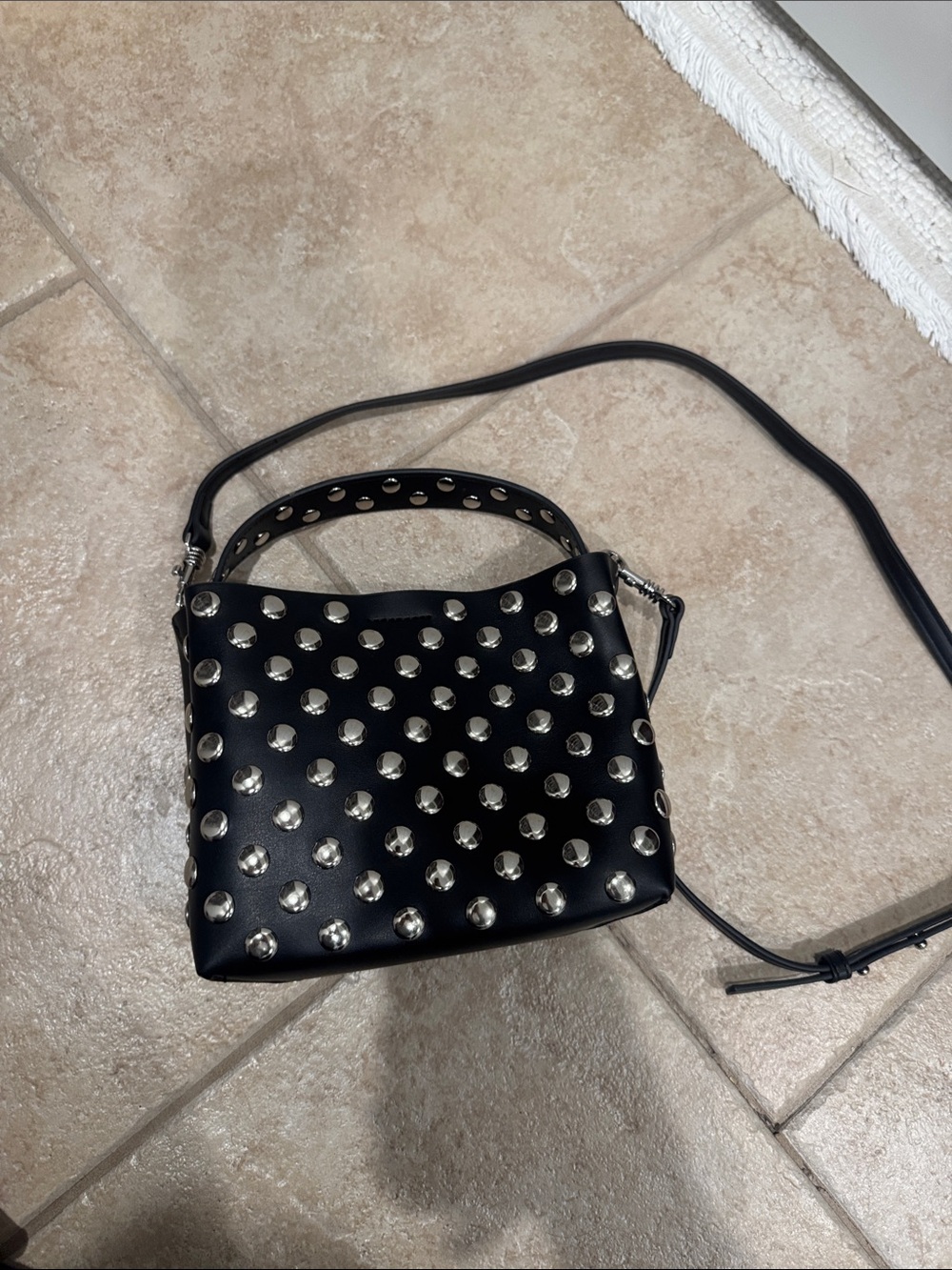Mango Studded Black Crossbody Bag